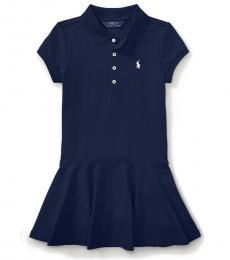 Ralph Lauren Little Girls Navy Short-Sleeve Polo Dress