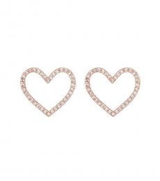 Rose Gold Pave Heart Stud Earrings