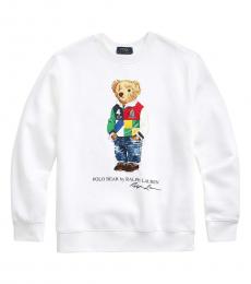 Ralph Lauren Boys White Polo Bear Fleece Sweatshirt