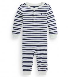 Baby Boys French Navy Striped Coverall