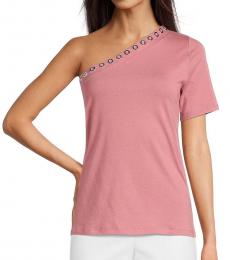 Michael Kors Light Pink Asymmetrical One Shoulder Top