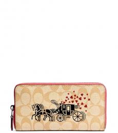 Coach Light Khaki Horse & Carriage Accordion Wallet