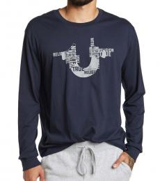 Navy Blue Stacked Logo Long Sleeve T-Shirt