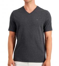 Dark Grey Solid V-Neck T-Shirt