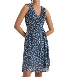 Ralph Lauren Blue Floral Ruffle Dress