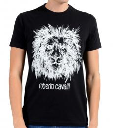 Roberto Cavalli Black Graphic Lion Crewneck T-Shirt