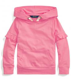 Ralph Lauren Little Girls Baja Pink Ruffled Hoodie