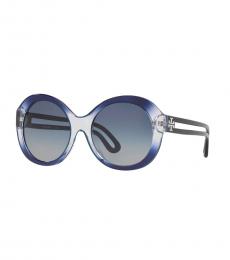 Tory Burch Crystal Blue Round Gradient Sunglasses