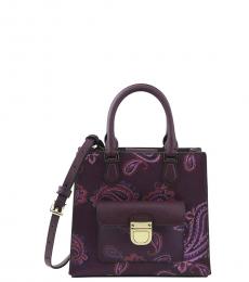 Michael Kors Plum Bridgette Paisley Small Satchel