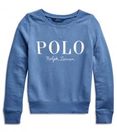 Ralph Lauren Girls Capri Blue French Terry Logo Pullover