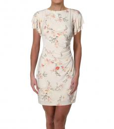 Ralph Lauren Off White Floral Ruffle Sleeve Party Dress