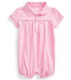 Ralph Lauren Baby Girls Carmel Pink Interlock Bubble Shortall