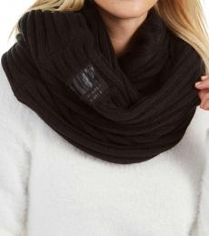 Black Fleece-Lined Knit Infinity Scarf