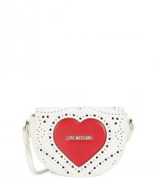 Love Moschino White Heart Logo Mini Crossbody Bag