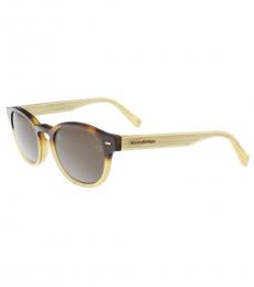 Ermenegildo Zegna Brown-Gold Square Sunglasses