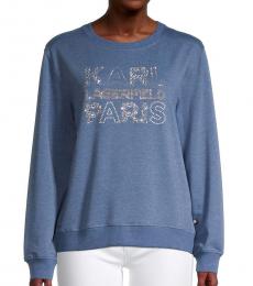 Karl Lagerfeld Light Blue Sequin Logo Sweatshirt