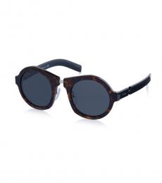 Black Brown Classic Round Sunglasses