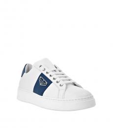 Philipp Plein Blue Logo Leather Sneakers