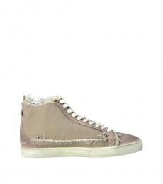 Dolce & Gabbana Beige Hi-Top Distressed Sneakers