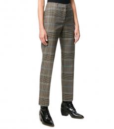 Givenchy Brown Wool Check Straight Fit Trousers