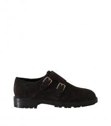 Dolce & Gabbana Brown Monkstrap Suede Dress Shoes