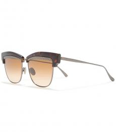 Bottega Veneta Havana Brown Modified Cat Eye Sunglasses