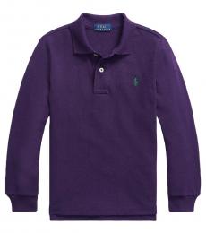 Ralph Lauren Little Boys Brandford Purple Long-Sleeve Polo