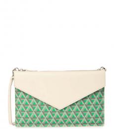 Lancaster Paris Green Ikon Envelope Medium Crossbody Bag