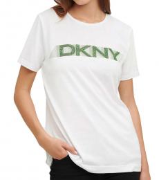 DKNY White Beading Logo Stripe Tee