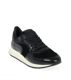 Black Leather Logo Sneakers