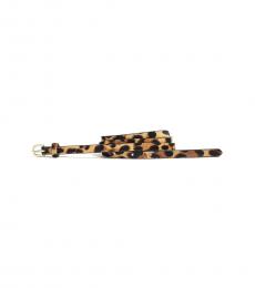 Leopard Calf Hair Skinny Belt