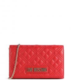 Love Moschino Red Quilted Small Crossbody Bag