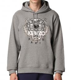 Grey Embroidered Tiger Hoodie