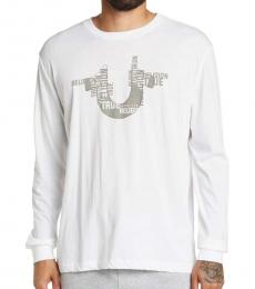 True Religion White Stacked Logo Long Sleeve T-Shirt