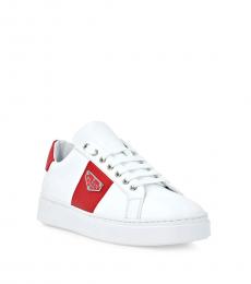 Philipp Plein Red Logo Leather Sneakers