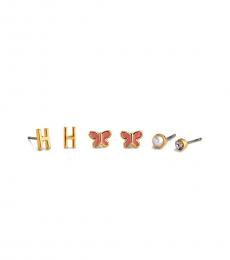 Coach Golden H Initial Earrings Set