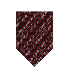 Roberto Cavalli Red Regimental Stripe Herringbone Tie