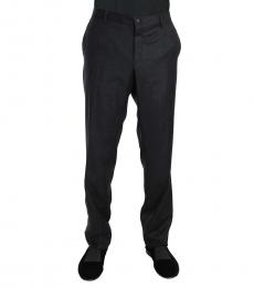 Dark Grey Patterned Formal Trousers