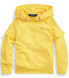 Ralph Lauren Little Girls Signal Yellow Ruffled Hoodie