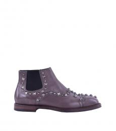Brown Grey Studded Boots