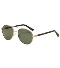 Ermenegildo Zegna Shiny Rose Gold-Green Aviator Sunglasses
