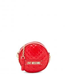 Love Moschino Red Quilted Round Mini Crossbody