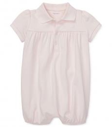 Ralph Lauren Baby Girls Delicate Pink Interlock Bubble Shortall