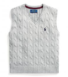 Ralph Lauren Little Boys League Heather Cable-Knit Sweater Vest