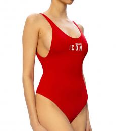 Dsquared2 Red Logo Band Swim Suit
