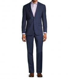 Ralph Lauren Navy Blue Regular-Fit Pinstriped Wool-Blend Suit