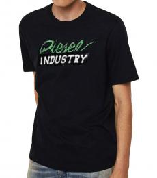 Diesel Black Logo Print Crewneck T-Shirt