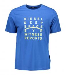 Diesel Blue Logo Print Crewneck T-Shirt