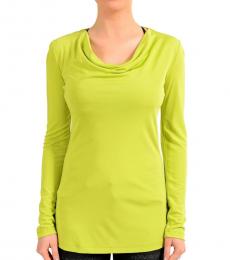 Versace Jeans Couture Green Mock Neck Long Sleeve Top