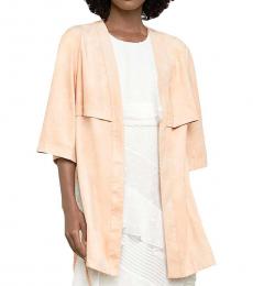 BCBGMaxazria Pink Sand Faux Suede Open Front Jacket